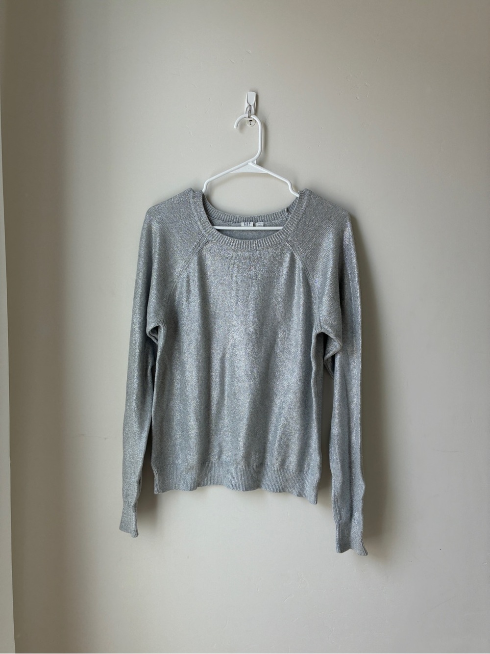 GAP Silver Shimmer Crewneck Sweater